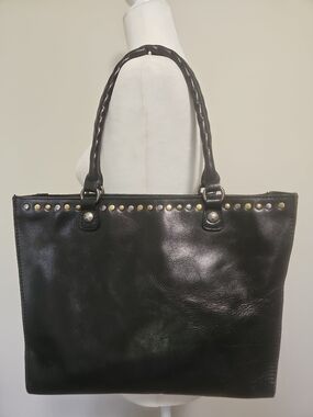 Patricia Nash Black Leather Zancona Studded Tote Bag – Excellent Condition